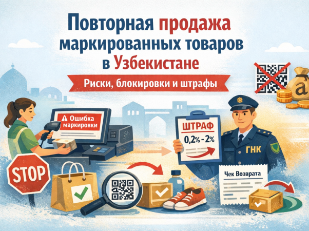 Повторная продажа маркированных товаров в Узбекистане: риски, блокировки и как избежать штрафов